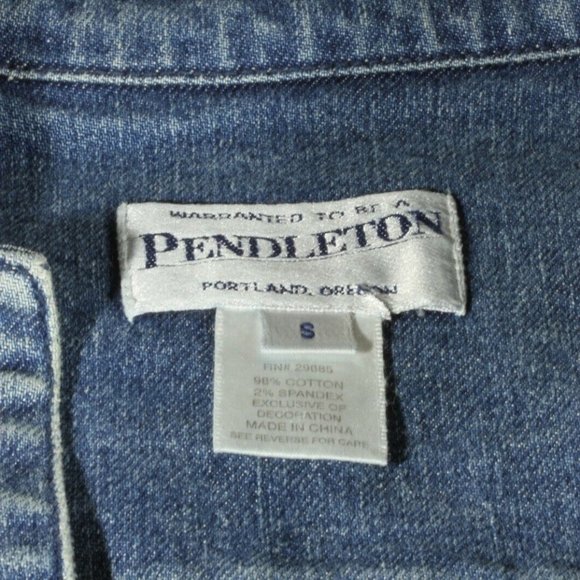 Vintage Pendleton Floral Embroidered & Beaded Denim Vest Size S - Picture 9 of 9